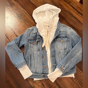 NSF denim jacket with attached hoodie